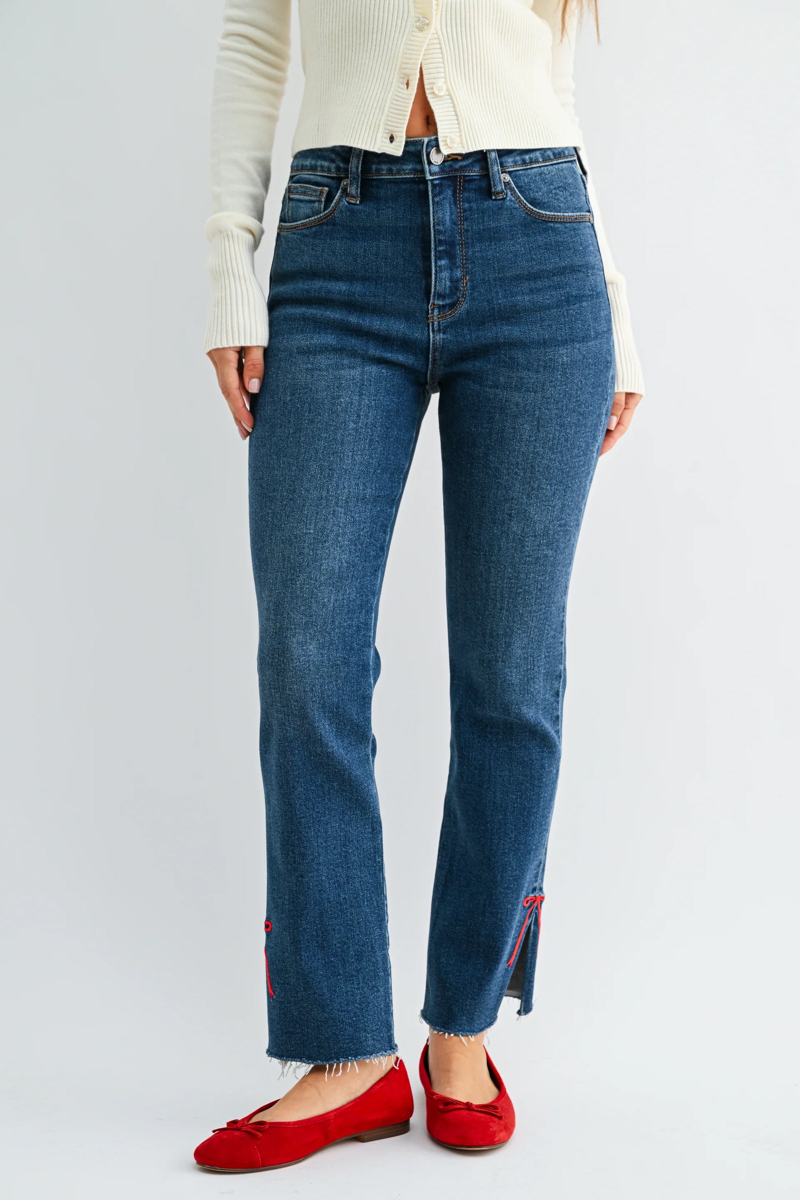 ELISE BOW STRAIGHT LEG JEANS