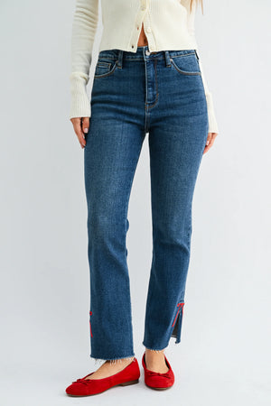 ELISE BOW STRAIGHT LEG JEANS