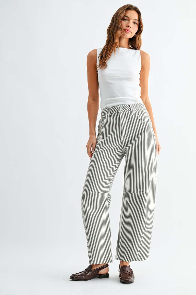 STRIPED BARREL JEAN