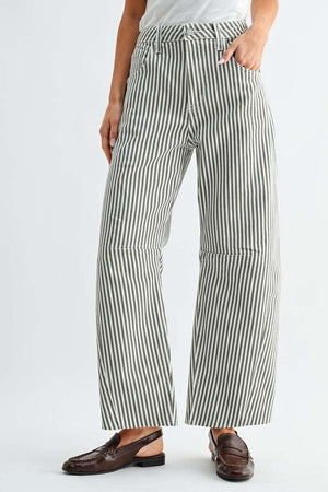 STRIPED BARREL JEAN