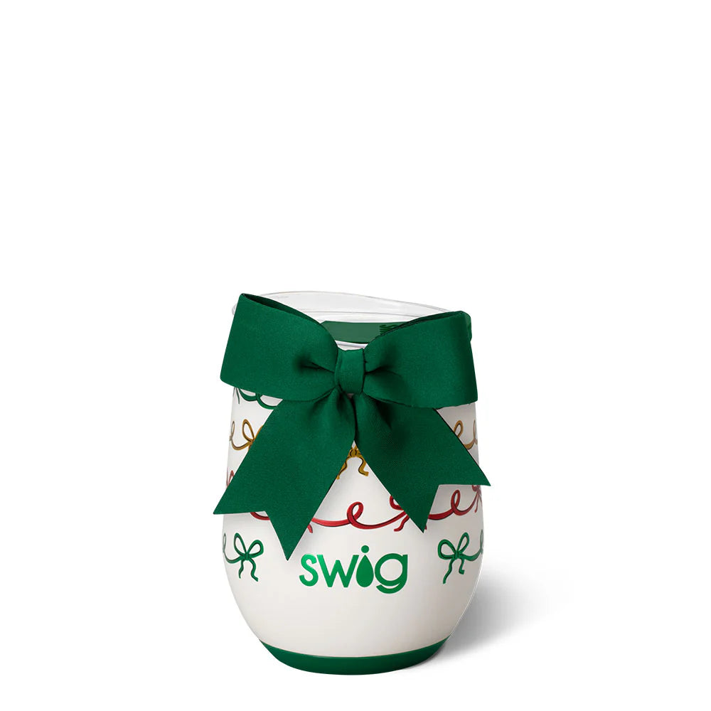 CHRISTMAS BOWS SWIG WINE CUP 12OZ