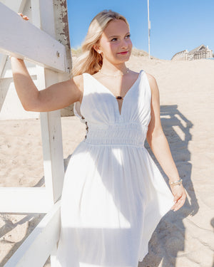 WHITE CAP MIDI DRESS