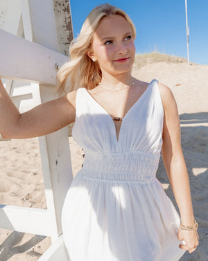 WHITE CAP MIDI DRESS