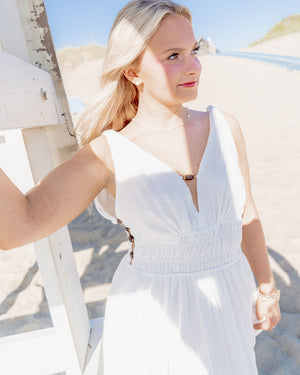 WHITE CAP MIDI DRESS