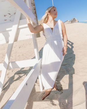 WHITE CAP MIDI DRESS