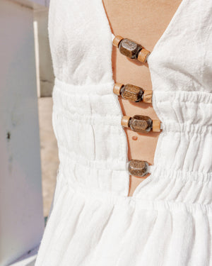 WHITE CAP MIDI DRESS